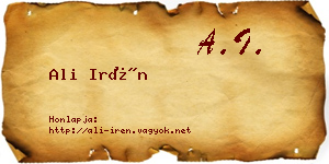 Ali Irén névjegykártya